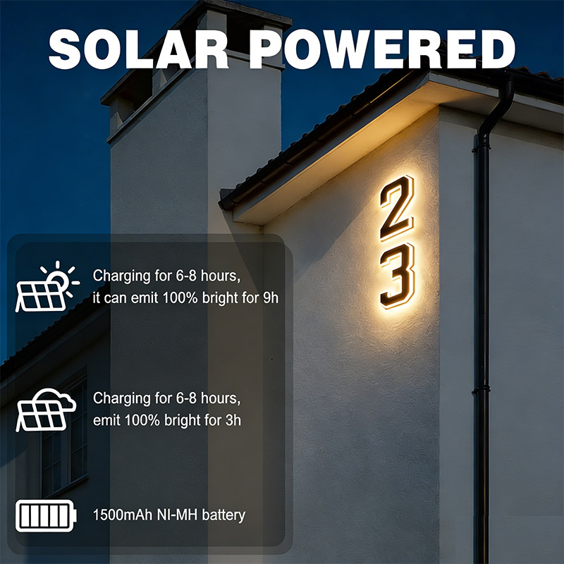 Outdoor Power Number - Zasilana energią słoneczną tabliczka z numerem