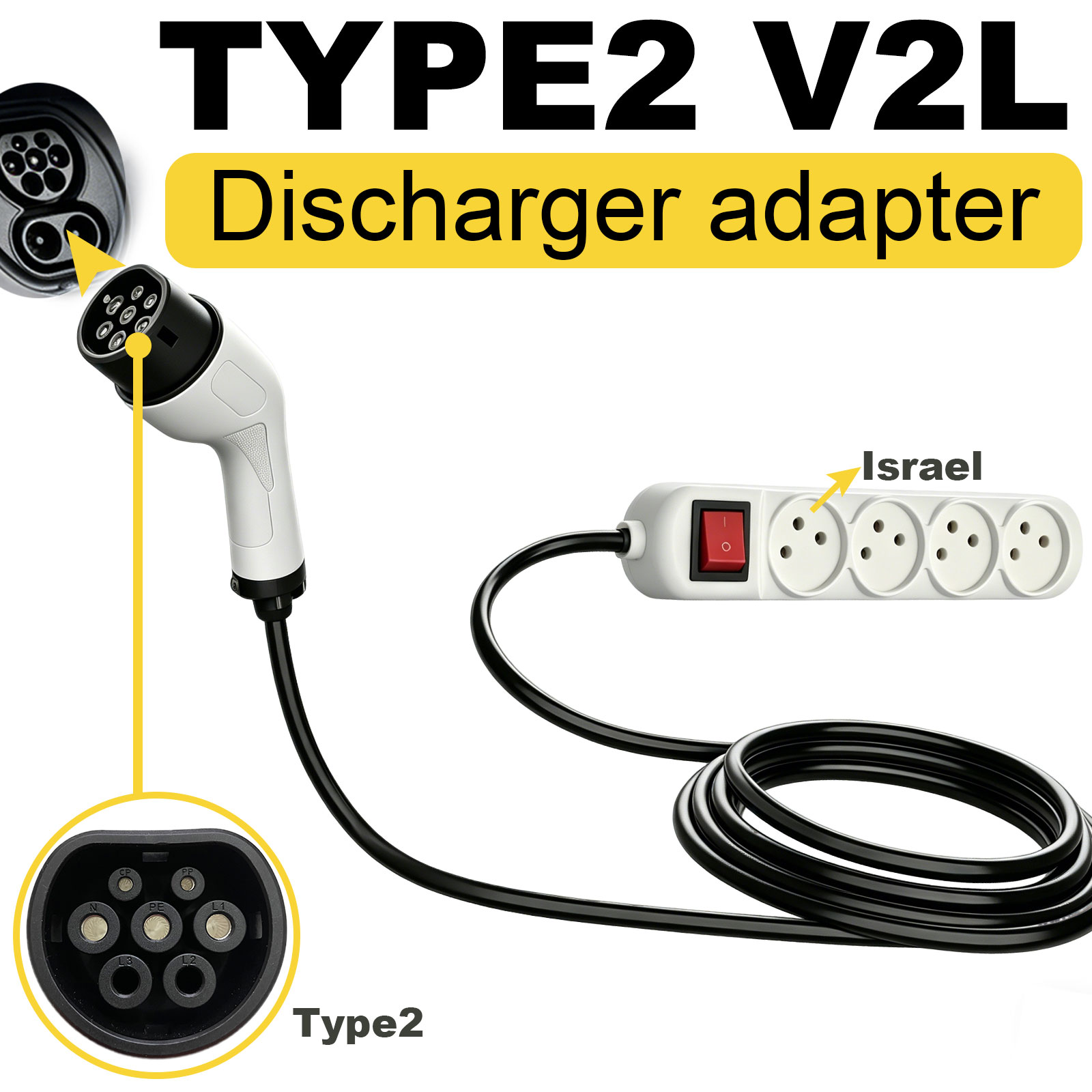 Outdoor Power Hub - Adapter rozruchowy Type2 V2L z izraelską
